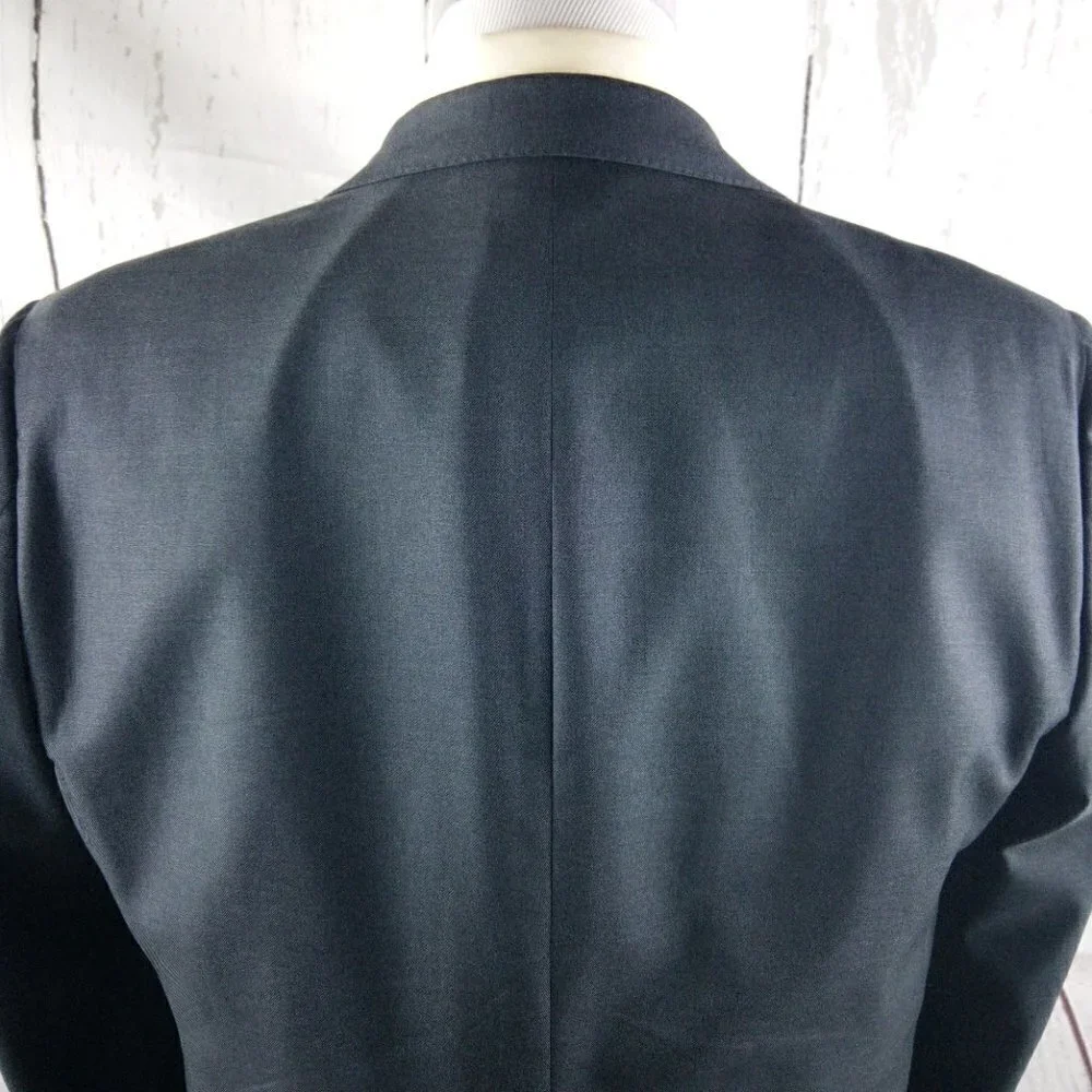 Hickey Freeman Traveler 41R Wool 2 Button Gray Stitched Lapel Suit Blazer